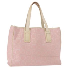 Borsa Salvatore Ferragamo Gancini in Pelle e PVC Rosa Argento Auth BA13376