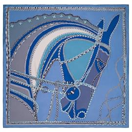 Accessorio HERMES Chale 140 in Cashmere Blu - 103606 - Hermès
