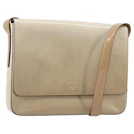 Borsa a tracolla PRADA in pelle verniciata Beige Argento Auth bs35591 - Prada