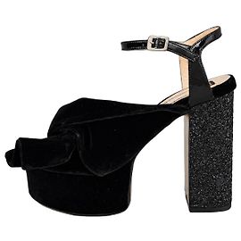 N°21 Sandalias de plataforma de terciopelo y tacón de purpurina, Pre-Fall 2015