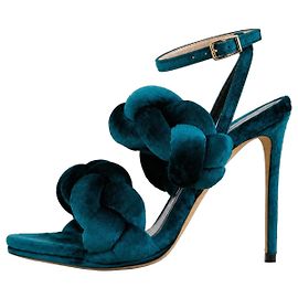 Autre Marque Marco de Vincenzo Sandali intrecciati in velluto smeraldo Pre-Fall 2017