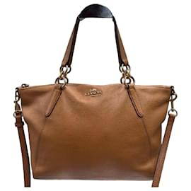 Borsa Tote Coach in pelle granulata marrone