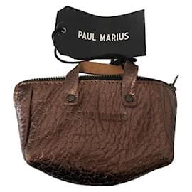 Autre Marque Paul Marius Piccola pochette in pelle texturizzata - Bronzo