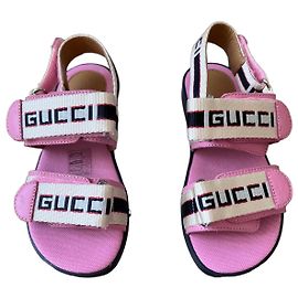 Sandali Gucci per bambini rosa in tela e pelle