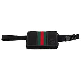 Borsa a tracolla Gucci in nylon nero con motivo Interlocking G Web