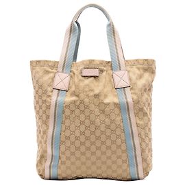 Gucci Beige GG Canvas Web Tote