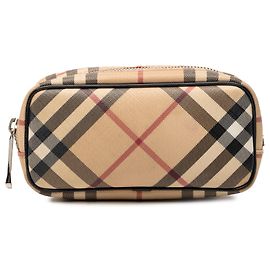 Burberry Beige Supernova Check beschichtete Canvas-Pochette