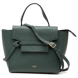 Borsa Belt Celine in pelle di vitello granulata Nano verde - Céline