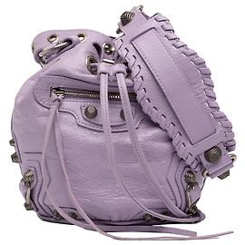 Borsa a secchiello Balenciaga Le Cagole in agnello viola XS