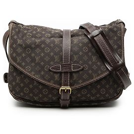 Louis Vuitton Marrone Monogram Mini Lin Saumur 30
