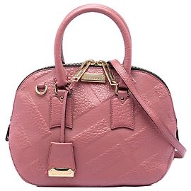 Borsa bowling Orchard in pelle granulata Heritage Check rosa di Burberry, piccola