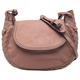 Bottega Veneta Borsa in nappa Nodini rosa con bordo Intrecciato Small