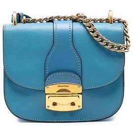 Miu Miu Blue Goatskin Madras Crossbody
