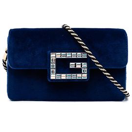 Gucci Blue Crystal G Velvet Broadway Crossbody