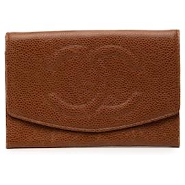 Portafoglio Compatto Chanel Brown CC Caviar