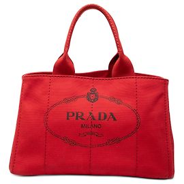 Prada Satchel aus rotem Canapa-Canvas mit Logo