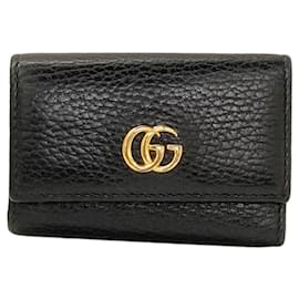 Portachiavi Gucci 456118 GG Marmont in pelle nera