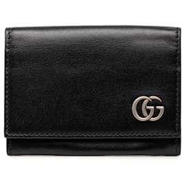 Gucci GG Marmont Kartenetui aus schwarzem Leder