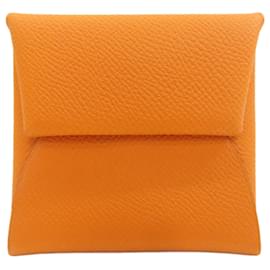 Portefeuille de pièces Bastia en cuir Epsom orange Hermès