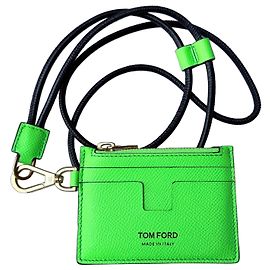 Tom Ford Grained Leather Zipped Card Holder - Neon Green