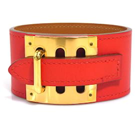 Bracelet Charm Hermès en Orange Rouge et Or