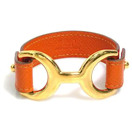 Pulseira Charm Hermès Laranja e Ouro