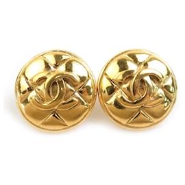 Orecchini a clip dorati Chanel con design Coco Mark