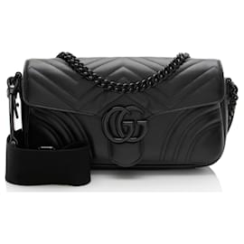 Gucci Matelasse Leather GG Marmont Monochrome Kleine Klappentasche