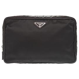 Pochette de nylon con logotipo Triangle Prada