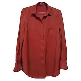 Massimo Dutti Camisa Mezcla Viscosa Roja