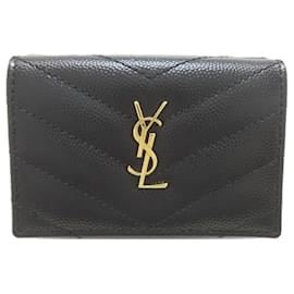 Portefeuille pliable à trois volets Cassandra V-stitch Yves Saint Laurent