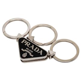 Portachiavi con placca logo Triangle Prada