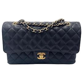 Borsa Chanel Classic Flap Media in Pelle Caviar Nera