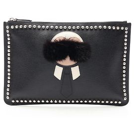 Clutch Fendi Karlito Second Bag in pelle nera