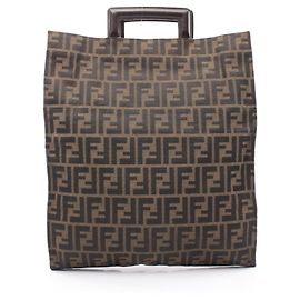 Borsa Tote Fendi Zucca marrone e nera in pelle e tela