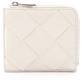 Portafoglio con monete Maxi Intrecciato in pelle bianca Bottega Veneta