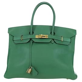 Hermes Birkin Handtasche Grün Togo mit Goldbeschlägen 35 - Hermès