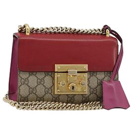 GUCCI GG Supreme Borsa a Spalla con Catena PVC Rosso Oro rosa 409487 Auth ka4696