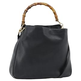 Borsa a Spalla GUCCI Bamboo in Pelle 2way Nero Oro 001 1577 3444 Auth BA13349