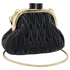 Borsa a tracolla Miu Miu Bell Matelasse in pelle nera con catena dorata Autentica 184906SAM