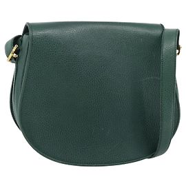 Borsa a tracolla CARTIER Must Line in pelle verde e oro Auth bs35522