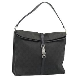 Borsa a tracolla Jackie in tela GG GUCCI Nera Argento 001 3355 Auth bs35573