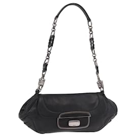 Borsa a Spalla con Catena PRADA in Pelle Nera Argento 185024SAM