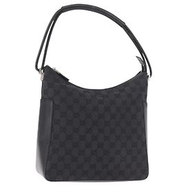 Borsa a Spalla GUCCI GG Canvas Nera Argento 001 3766 2123 Auth 184615
