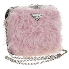 Borsa a Spalla con Catena PRADA in Pelliccia Rosa Argento 184728SAM - Prada