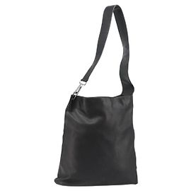 GUCCI Shoulder Bag Leather Black Silver 90647 Auth bs35337