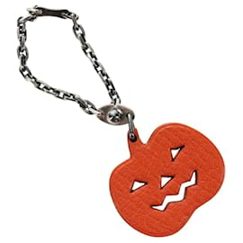 Charm de sac citrouille HERMES en cuir Orange Auth 184757M - Hermès
