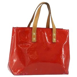 LOUIS VUITTON Monogram Vernis Reade PM Hand Bag Red Rouge M91088 LV Auth ar13936