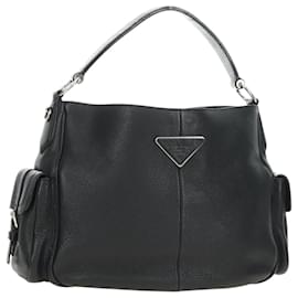 Borsa a Spalla PRADA in Pelle Nera Argento Auth am11799V
