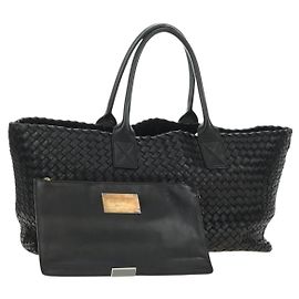 BOTTEGA VENETA INTRECCIATO Cabas MM Hand Bag Leather Black 115664 Auth am11798SM